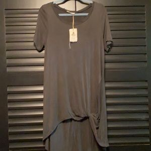 Olive asymmetrical shift dress